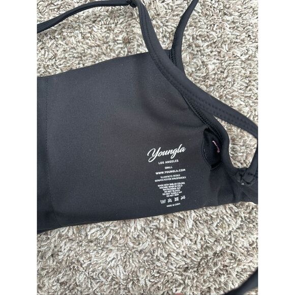 YoungLa W363 Back it Up Top Sports Bra Square Neck Open Black Strappy Black S - Picture 5 of 6